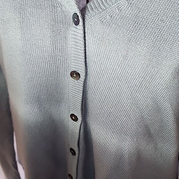 Silk/Cashmere Blue/Gray Cardigan Sweater Mother of Pearl - Picture 5 of 8